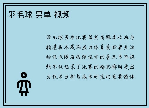 羽毛球 男单 视频